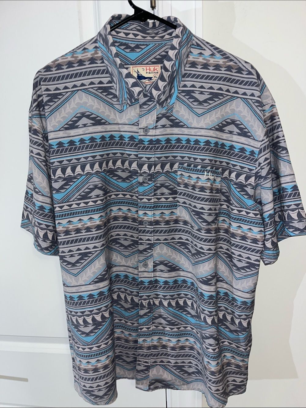 Navajo Huk Fishing Performance Hydro Fish Button Down Hike Outdoors SS Shirt
